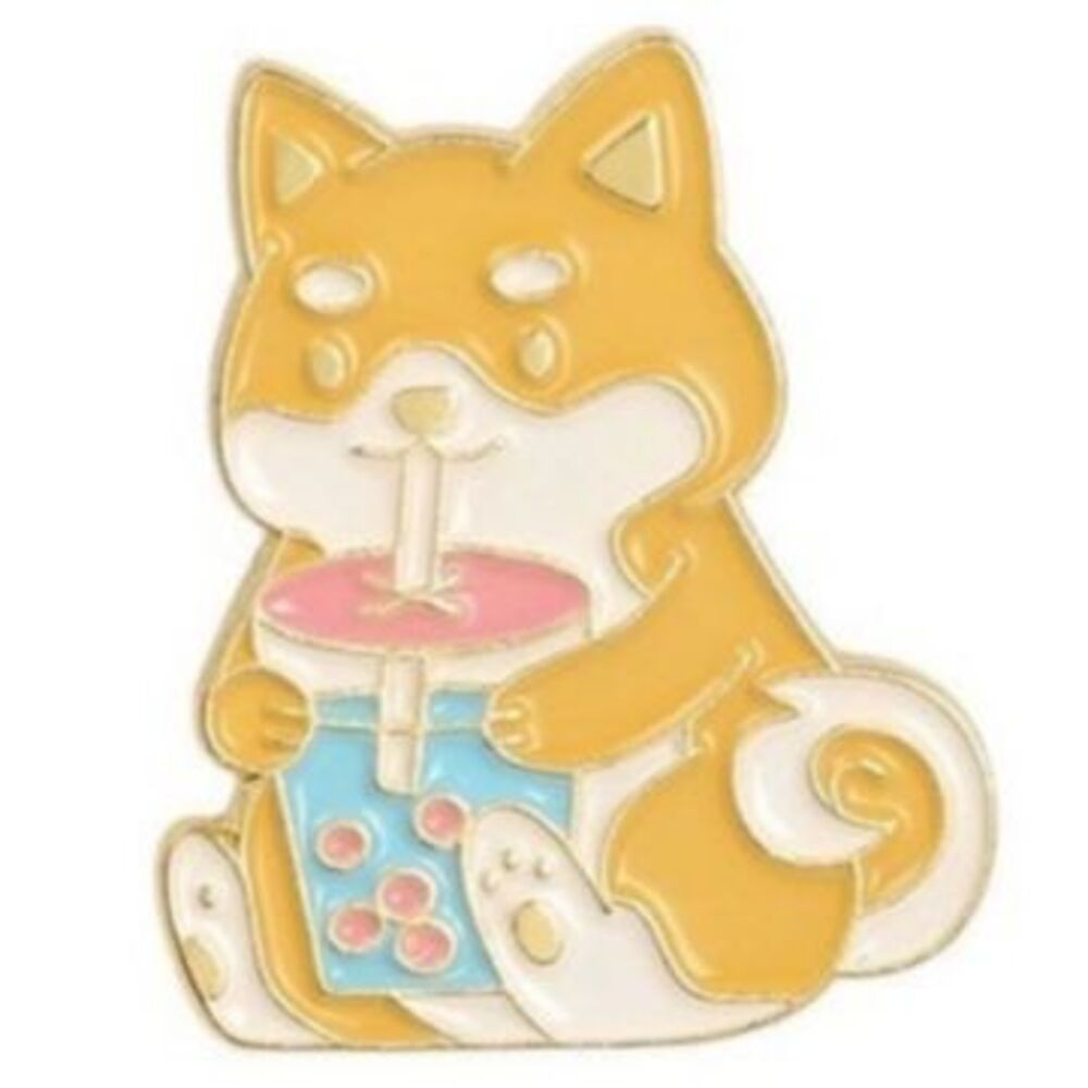Kawaii Corgi Boba Love Enamel Pin!